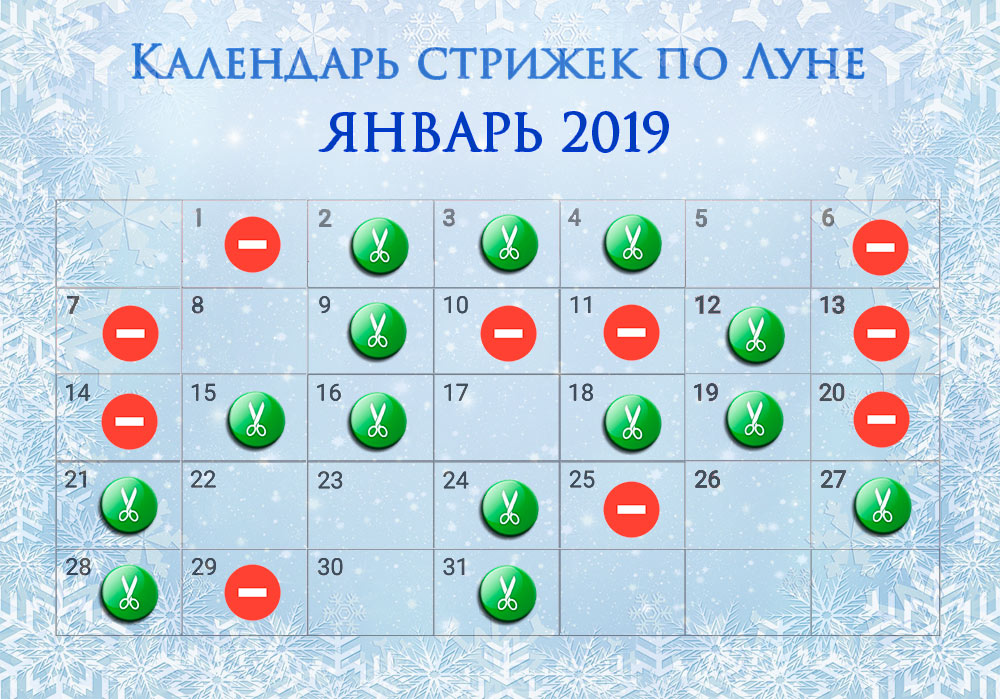 Календарь стрижек на январь 2019